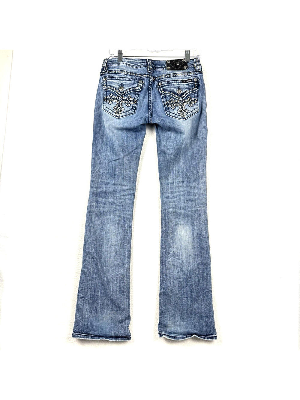 Miss Me Womens 29x32 Signature Rise Boot Cut Jeans Embroidered Pocket Flaps Y2K